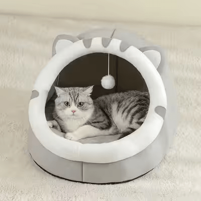 Niche pour Chat - CozyCatBed™ - Gris - Le royaume des chats