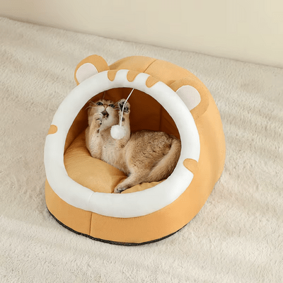 Niche pour Chat - CozyCatBed™ - Jaune - Le royaume des chats