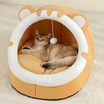 Niche pour Chat - CozyCatBed™ - Jaune - Le royaume des chats