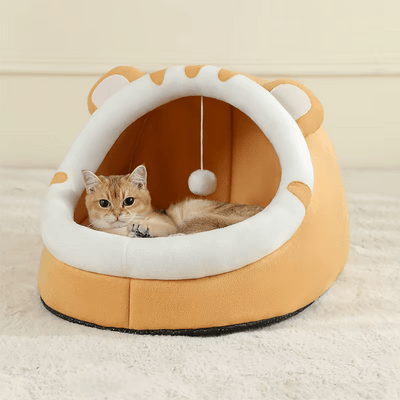 Niche pour Chat - CozyCatBed™ - Jaune - Le royaume des chats