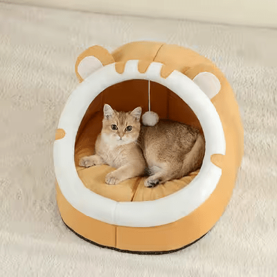 Niche pour Chat - CozyCatBed™ - Jaune - Le royaume des chats